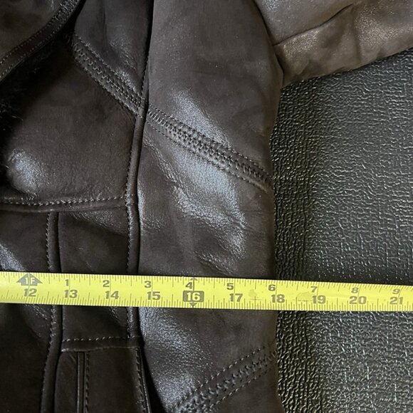 Women’s Real Shearling Hooded Coat sz S Penny Lane Jacket Patchwork Mob Wife - Picture 9 of 12